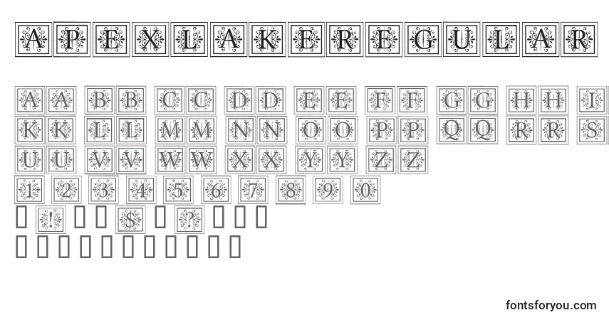 Шрифт ApexlakeRegular (115127) – алфавит, цифры, специальные символы