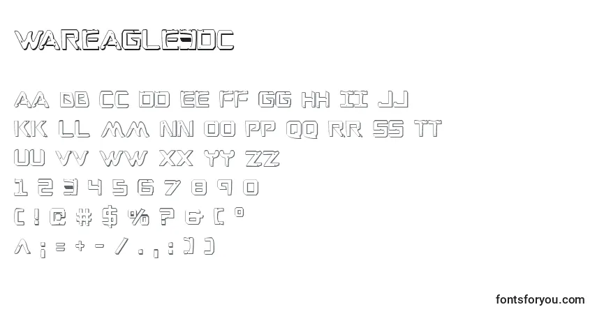 Czcionka Wareagle3Dc – alfabet, cyfry, specjalne znaki