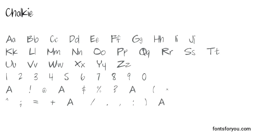 Czcionka Chalkie – alfabet, cyfry, specjalne znaki