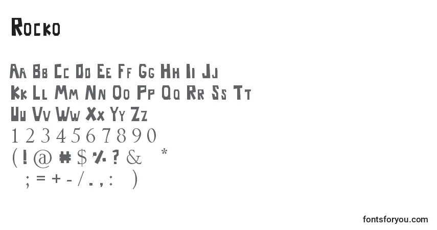 Шрифт Rocko – алфавит, цифры, специальные символы