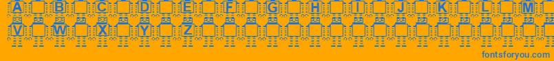 Fonte Paranoida – fontes azuis em um fundo laranja