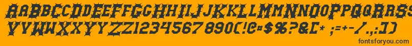 フォントGutcruncherItalic – 黒い文字のオレンジの背景