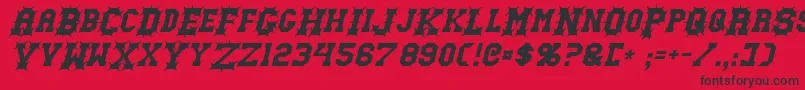 フォントGutcruncherItalic – 赤い背景に黒い文字