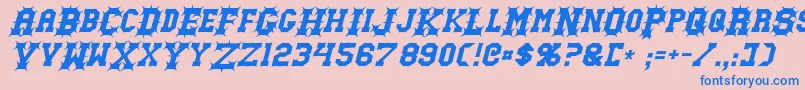 GutcruncherItalic Font – Blue Fonts on Pink Background