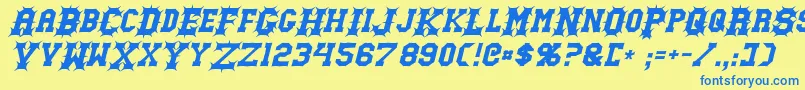 GutcruncherItalic Font – Blue Fonts on Yellow Background