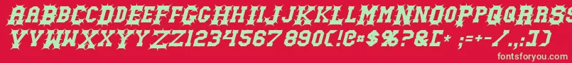 フォントGutcruncherItalic – 赤い背景に緑の文字