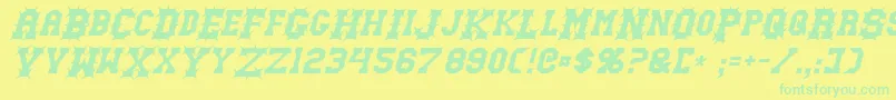 Fonte GutcruncherItalic – fontes verdes em um fundo amarelo