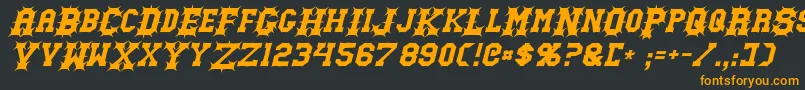 GutcruncherItalic-fontti – oranssit fontit mustalla taustalla