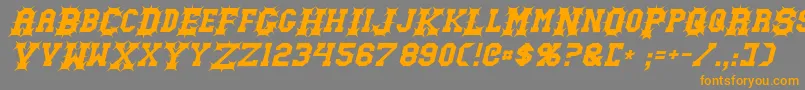 GutcruncherItalic-fontti – oranssit fontit harmaalla taustalla