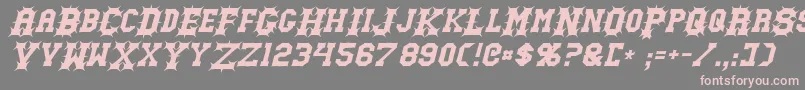 フォントGutcruncherItalic – 灰色の背景にピンクのフォント