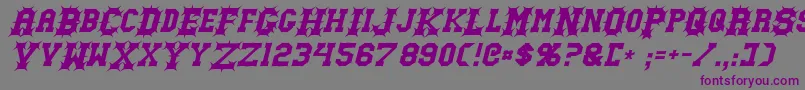フォントGutcruncherItalic – 紫色のフォント、灰色の背景