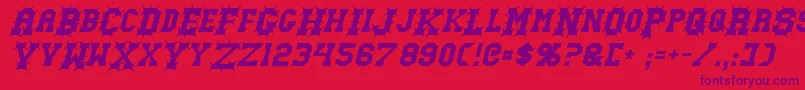 GutcruncherItalic Font – Purple Fonts on Red Background