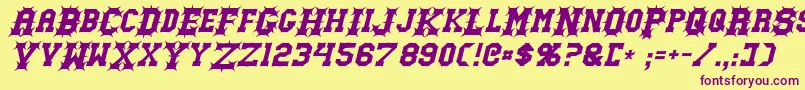 GutcruncherItalic Font – Purple Fonts on Yellow Background