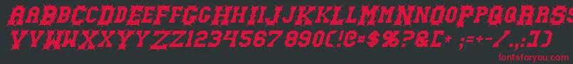 フォントGutcruncherItalic – 黒い背景に赤い文字