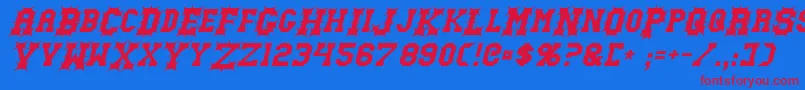 フォントGutcruncherItalic – 赤い文字の青い背景