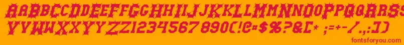 フォントGutcruncherItalic – オレンジの背景に赤い文字