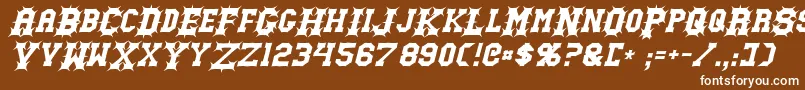 GutcruncherItalic-Schriftart – Weiße Schriften auf braunem Hintergrund