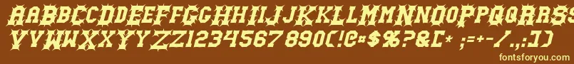 Fonte GutcruncherItalic – fontes amarelas em um fundo marrom