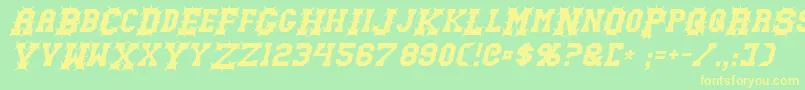 GutcruncherItalic Font – Yellow Fonts on Green Background