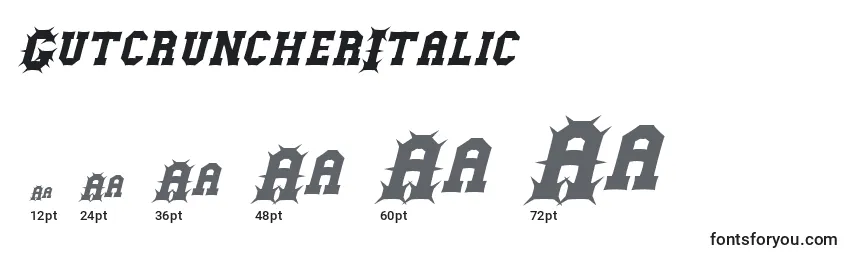 GutcruncherItalic Font Sizes