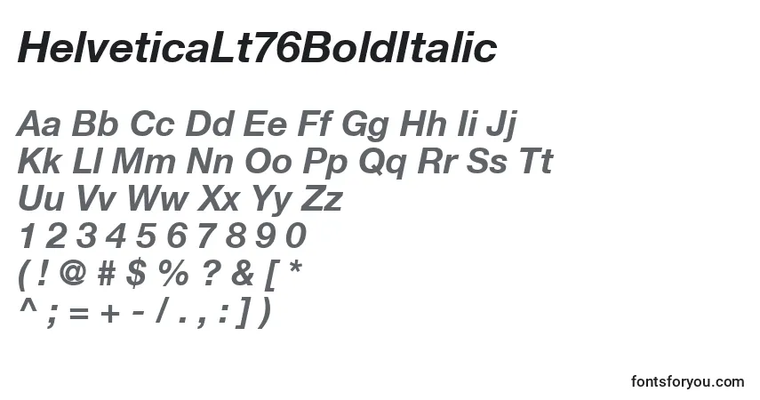 Czcionka HelveticaLt76BoldItalic – alfabet, cyfry, specjalne znaki