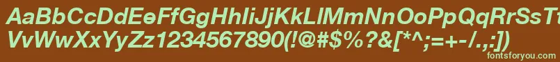 HelveticaLt76BoldItalic-fontti – vihreät fontit ruskealla taustalla