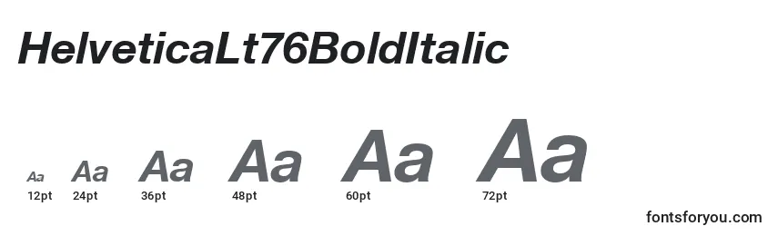 HelveticaLt76BoldItalic-fontin koot