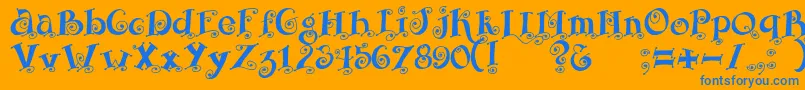 Fairy-Schriftart – Blaue Schriften auf orangefarbenem Hintergrund