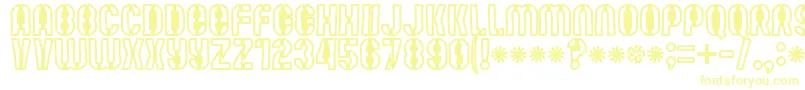 Mutefruitblackkrash-Schriftart – Gelbe Schriften auf weißem Hintergrund
