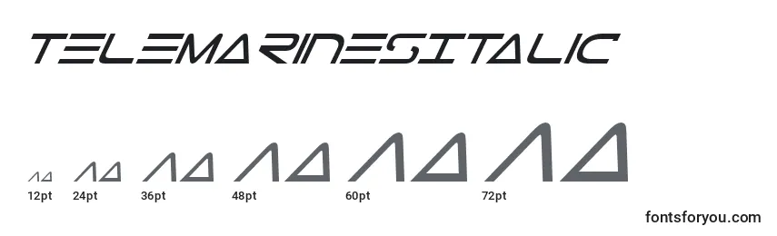 Размеры шрифта TeleMarinesItalic