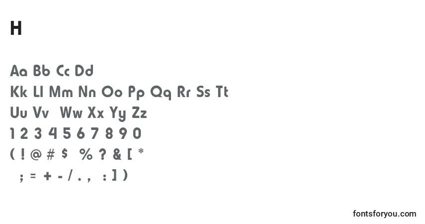Czcionka HowardFatLight – alfabet, cyfry, specjalne znaki