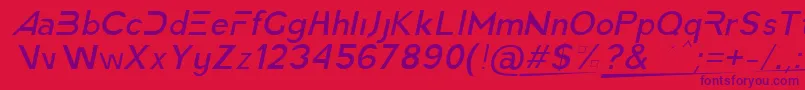 AmericaFasterLightItalic Font – Purple Fonts on Red Background