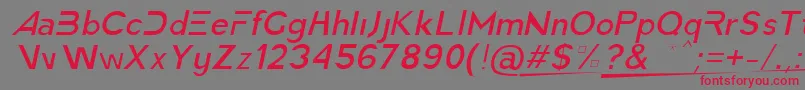 フォントAmericaFasterLightItalic – 赤い文字の灰色の背景