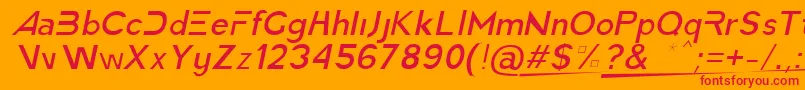 AmericaFasterLightItalic Font – Red Fonts on Orange Background