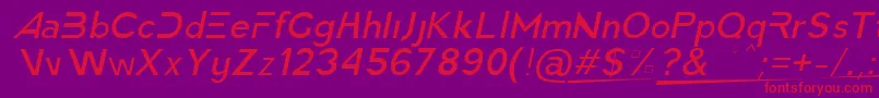 AmericaFasterLightItalic Font – Red Fonts on Purple Background