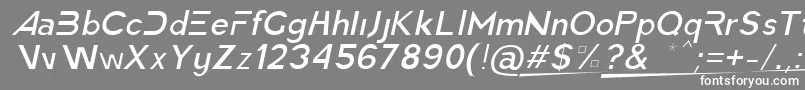 フォントAmericaFasterLightItalic – 灰色の背景に白い文字