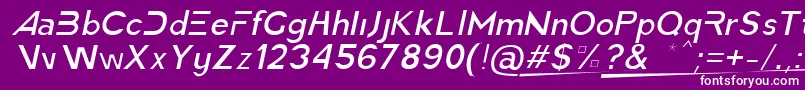AmericaFasterLightItalic-Schriftart – Weiße Schriften auf violettem Hintergrund