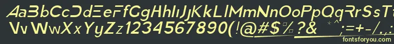 フォントAmericaFasterLightItalic – 黒い背景に黄色の文字