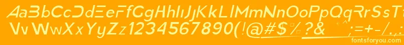 AmericaFasterLightItalic Font – Yellow Fonts on Orange Background
