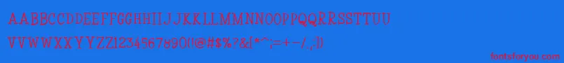 CoyotrisSerif-Schriftart – Rote Schriften auf blauem Hintergrund