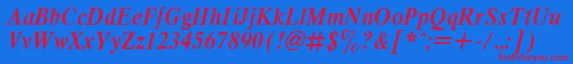 RespectNarrowBoldItalic.001.001 Font – Red Fonts on Blue Background