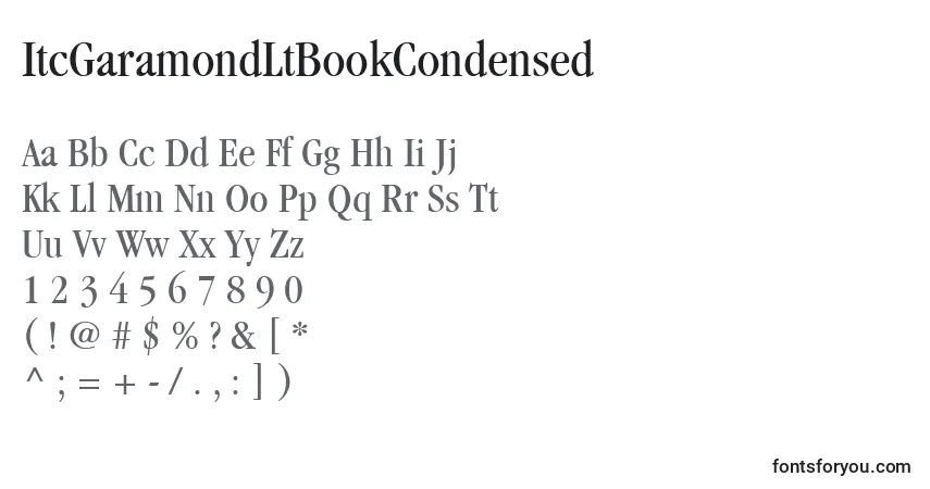 Шрифт ItcGaramondLtBookCondensed – алфавит, цифры, специальные символы