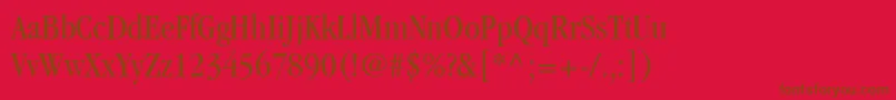 ItcGaramondLtBookCondensed-Schriftart – Braune Schriften auf rotem Hintergrund