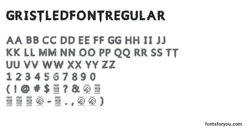 A fonte GristledfontRegular – alfabeto, números, caracteres especiais