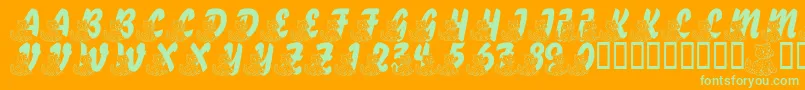 LmsABerryNiceCat-fontti – vihreät fontit oranssilla taustalla