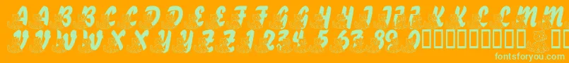 LmsABerryNiceCat-Schriftart – Grüne Schriften auf orangefarbenem Hintergrund