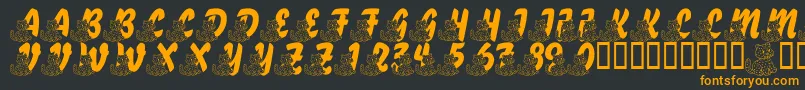 LmsABerryNiceCat-fontti – oranssit fontit mustalla taustalla
