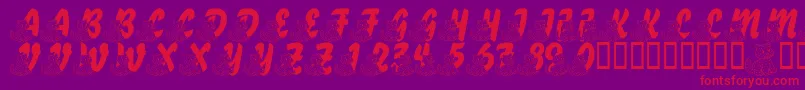 LmsABerryNiceCat Font – Red Fonts on Purple Background