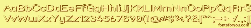 フォントStrshdx – 茶色の文字が黄色の背景にあります。