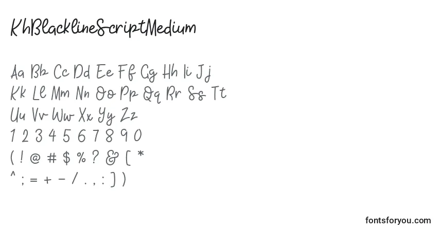 Schriftart KhBlacklineScriptMedium (115153) – Alphabet, Zahlen, spezielle Symbole